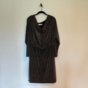 Nordstrom Eliza J Brown and Gold Glitter Dress